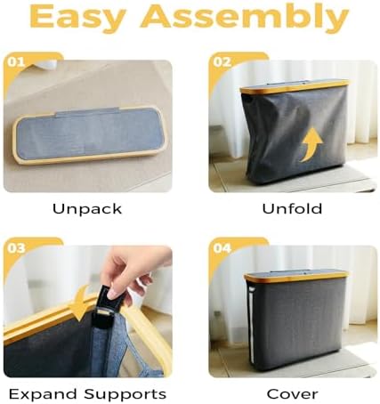 Elegant Toilet Paper Storage with Lid, Narrow Toilet Paper Holder Beside Toilet, Classy Bathroom Tissue Storage, Slim Toilet Paper Storage, Waterproof Oxford Fabric for Mega Rolls 30L (Gray) - Image 5