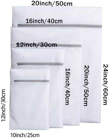 Mesh Laundry Bags, Mesh Wash Bags Durable Mesh Structure with Strong Zipper, Suitable for Underwear, Delicate Clothes, Pants, Shoes (Small Fine Mesh, XS+S+M+L(10*12in+12*16in+16*20in+20*24in) - Image 2