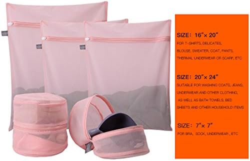 Kimmama Lingerie Bag for Washing Delicates, Pink Bra Bags for Laundry, 5pcs - Image 2