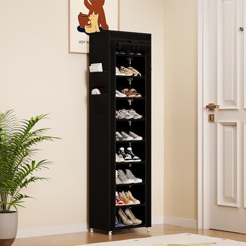Calmootey 9-Tier Shoe Rack Organizer with Dust Cover for Bedroom, Entryway - Image 4