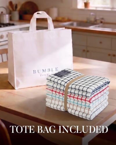 Bumble Kitchen Towels (6-Pack), 16"x28", 100% Cotton, Multicoloured Checked - Image 7