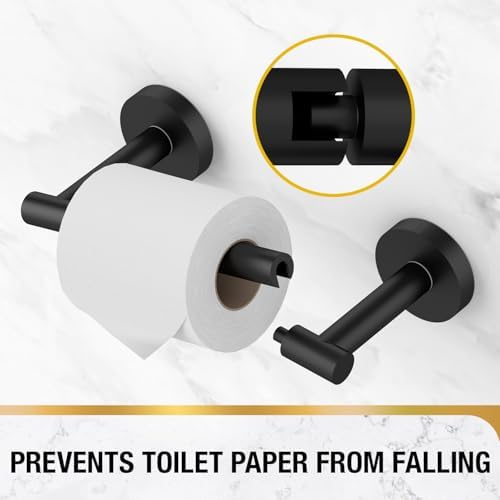 HITSLAM 2 Pack Matte Black Toilet Paper Holder, Double Post Pivoting, SS304 - Image 3