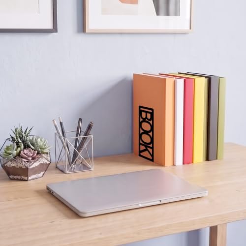 Book Ends for Shelves Set of 6, Black Modern Minimalist Metal Bookends Decorative Book Holder for Home Office Desk Bookshelf Decor Book Shelf Organizer - Image 6