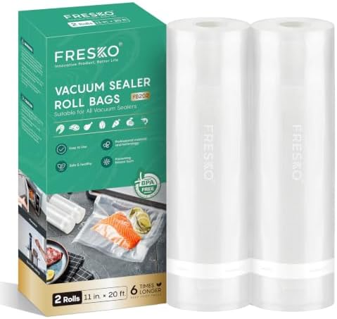 FRESKO Vacuum Sealer Bags Rolls 2 Packs 11" x 20' by FRESKO