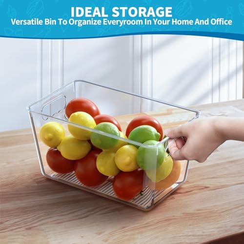 Clear Fridge Organizer Bins with Handles, 6 Pack Medium 10×6×5 Inch - Image 5