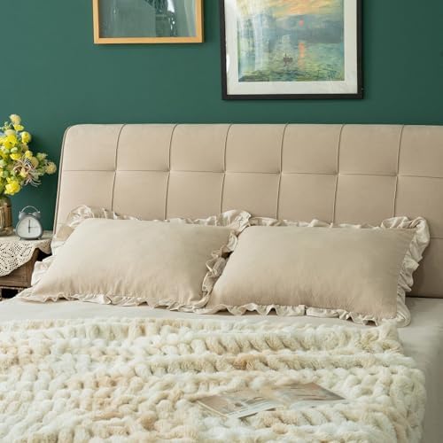 GLORY SEASON Pillow Shams Set of 2 Pure Cotton Champray Ruffled Edge,Thick and Solid Washed Dobby Heavy Fabric (King 20x36 inches) - Image 4