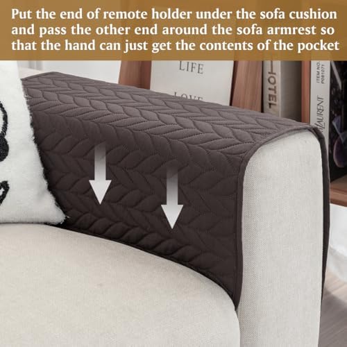 Sofa Armrest Organizer Arm Chair Caddy for Recliner, Chocolate - Image 4