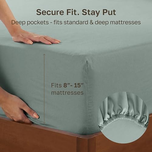 California Design Den Soft 100% Cotton Sateen Extra Long Twin Fitted Sheet - Image 4