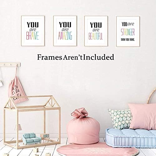 HPNIUB Typography Watercolor Word Inspirational Quote&Saying Modern Art Print Set of 4 (8”X10” Painting，Motivational Phrase Wall Art Poster for Nursery or Kids Room Home Decor，Not Include Frame… - Image 2