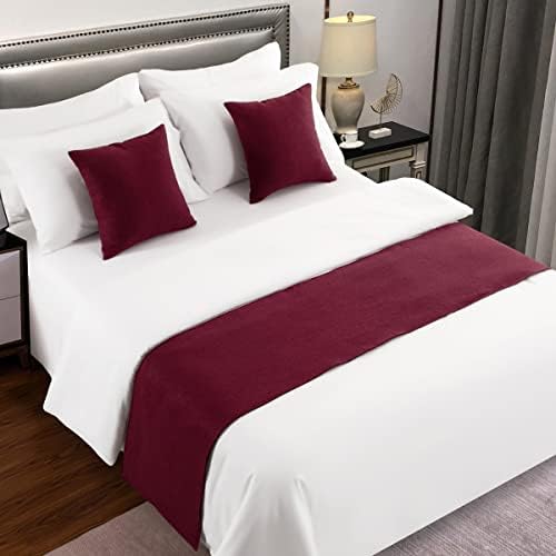 AMBERIS Bed Runner Red, Imitation Linen Decorative Bed Scarf for Home Hotel (Pillowcases Sold Separately) by AMBERIS