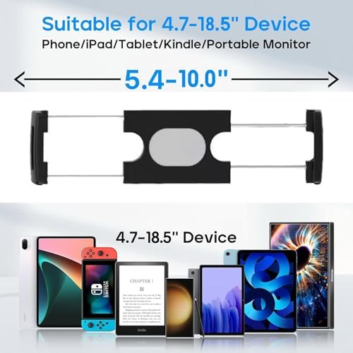 Bimo 360° Rotatable Aluminum Tablet Stand, Foldable Multi-Angle Desk Holder for 4.7-18.5 Inch iPad, Portable Monitor, Kindle, Switch, for Home Office Desk Work & Entertainment. - Image 2