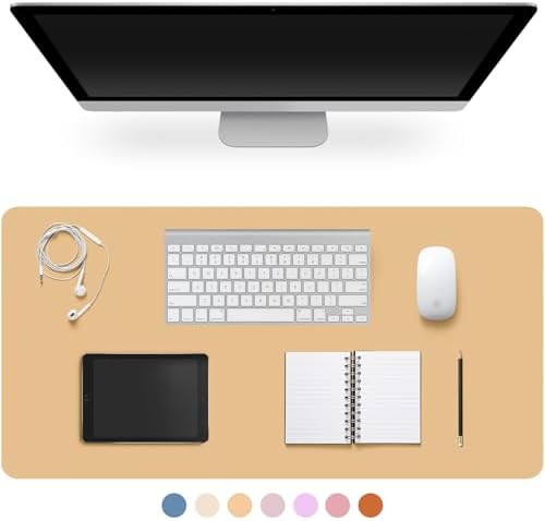 Leather Desk Pad Protector,Non-Slip Desk Pad(Apricot, 23.6" x 13.7") by CADONO