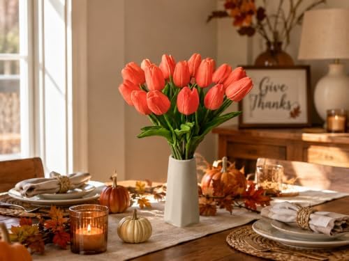 Mandy's 20pcs Artificial Dark Orange Tulips - Image 7
