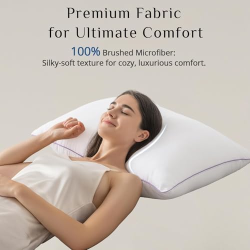 JOLLYVOGUE Pillows Queen Size Set of 4, Washable Supportive Firm Bed Pillows with Oeko-Tex Certified Soft Down Alternative Fill, Luxury Hotel Quality for Side, Back, and Stomach Sleepers - Image 4