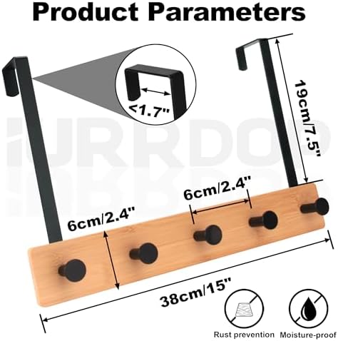 Over The Door Hooks, Door Hanger Hooks for Hanging, Bambooo - Image 3