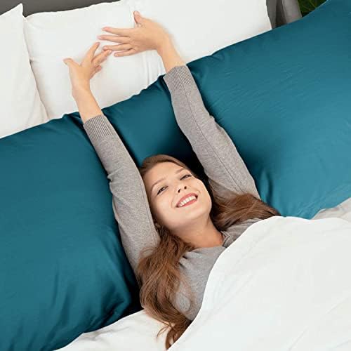 WishSmile Cooling Body Pillow Cover Pillowcase King Pillow Cases Set of 1,Hair and Skin Friendly,Teal,20x54 inches - Image 6