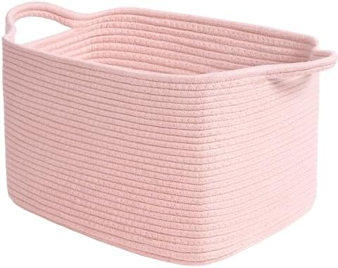 Goodpick Woven Storage Basket for Shelves, 13" x 10" x 9", Pink by Goodpick