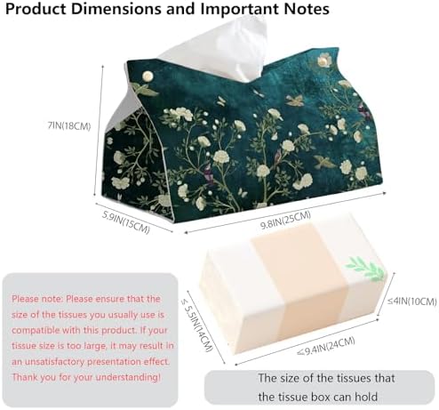 Chinoiserie Bird Floral Tissue Box Cover Rectangle for Desk Decor - Image 7