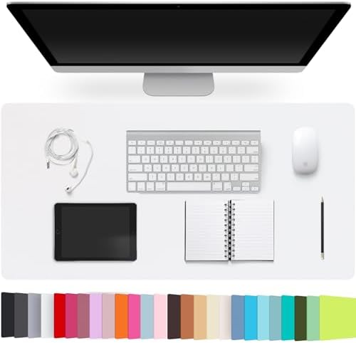 Leather Desk Pad Protector,Non-Slip Desk Pad(Off White, 35.4" x 17") by CADONO
