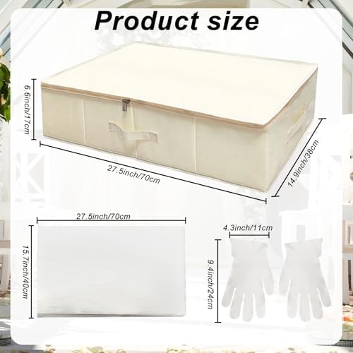 Wedding Dress Storage Box Kit - Rectangular with 40 Sheets Acid-Free Tissue Paper & Microfiber Gloves - Image 2