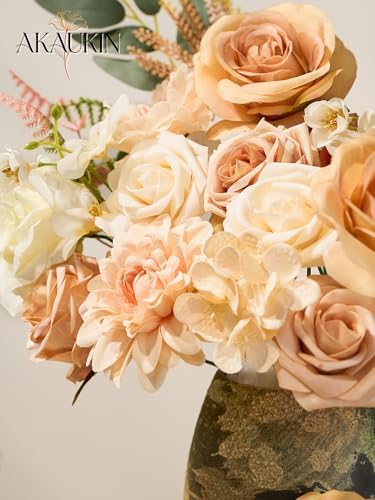 Brown Nude Artificial Flowers Combo Box Silk Roses for DIY Bouquets - Image 3