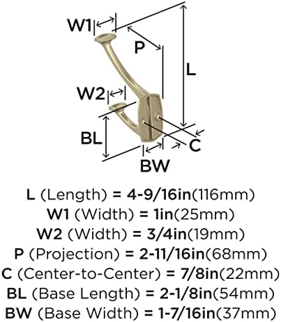 Amerock Vicinity Double Prong Golden Champagne Wall-Mounted Hook - Image 4