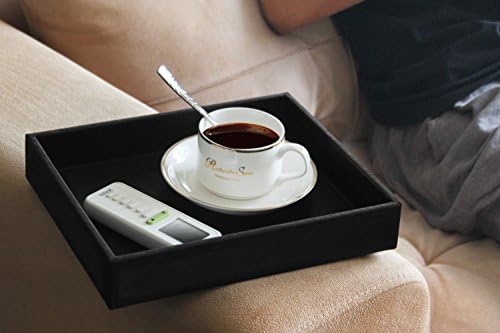 Vixdonos Valet Tray Nightstand Organizer Leather Catchall Tray for Perfume,Jewelry,Key and Remote on Counter or Dresser(Black) - Image 6