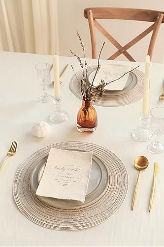 Floroom 15 Inch Round Braided Placemats Set of 6, Washable Heat Resistant Cotton Polyester Circle Place Mats for Kitchen Dining Table - Canvas Beige - Image 4