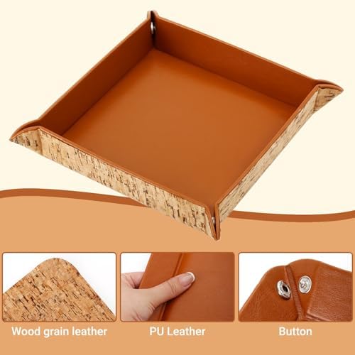 EZDeco Valet Tray for Men PU Leather Jewelry Tray for Women - Image 5