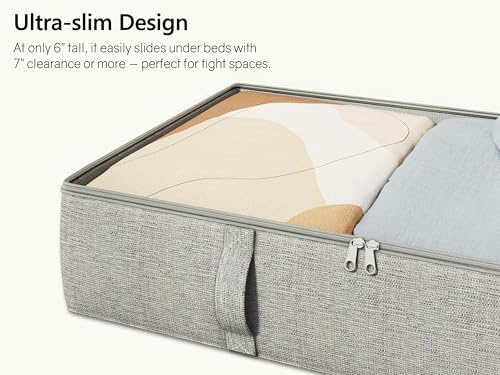 2-Pack Under Bed Storage Containers, 6 Inches Tall Clothes Storage, Grey - Image 6
