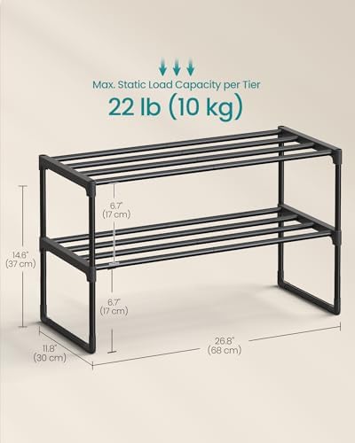 SONGMICS Shoe Rack, 2-Tier Shoe Organizer, Metal Storage Shelf - Image 2