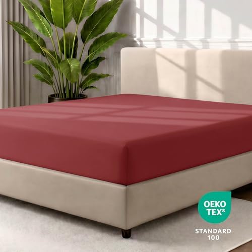 Bare Home Twin Fitted Sheet - 1800 Ultra-Soft (Twin, Rosewood) - Image 4