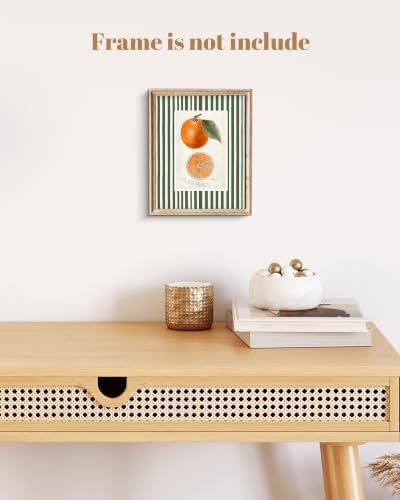 ZBJLLK Vintage Orange Botanical Illustration Canvas Wall Art, Fruit Kitchen Print, Rustic Farmhouse Green Stripe Background Citrus Fruit Artwork for Kitchen Dining Room Home Decor, 8x10 Inch Unframed - Image 7
