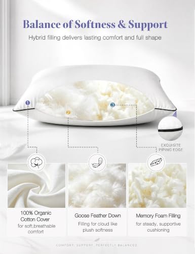 Feather Down Throw Pillow Inserts 18x18in 2‑Pack White - Image 4