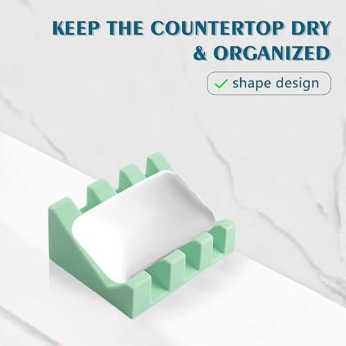 Self Draining Soap Dish Holder,Silicone Soap Dish,for Bathroom,Kitchen, Sponges，Can Extend Soap Life，Keep Soap Bars Dry and Easy Cleaning (Sea Blue,1-Pack) - Image 6