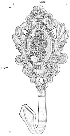 Curtain Tiebacks Small Lightweight Hooks, Vintage Silver Rose Pattern, 2Pcs - Image 4