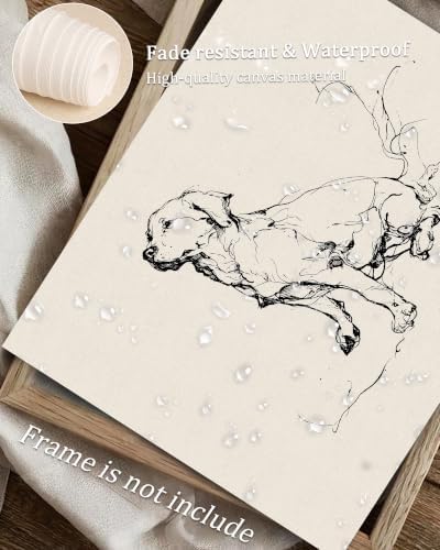 Vodefoad Vintage Dog Sketch Retro Wall Art Labrador Retriever Ink Drawing Print Boho Neutral Line Art Boy Room Nursery Decor - 11x14Inch Unframe - Image 5