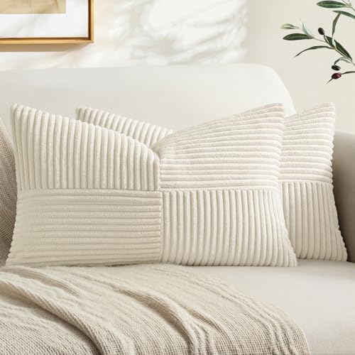 MIULEE Cream White Decorative Lumbar Throw Pillow Covers 12x24 Inch 2 Pack by MIULEE