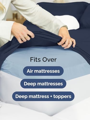 CGK Extra Deep Twin XL Single Fitted Sheet Only - Navy Blue - Image 6