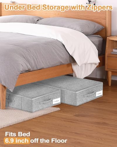 punemi 6.7 in Tall Sturdy Under Bed Storage Containers with Lid, 2Pack,Gray - Image 3
