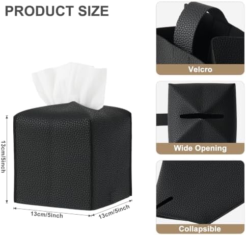 Square Tissue Box Cover Holder with Coasters and Cleaning Cloth Set - Image 2