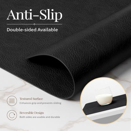 Homaxy Vinyl Heat Resistant Placemats Set of 6, Black - Image 4