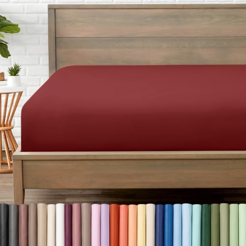 Bare Home Twin Fitted Sheet - 1800 Ultra-Soft (Twin, Rosewood) by BareHome