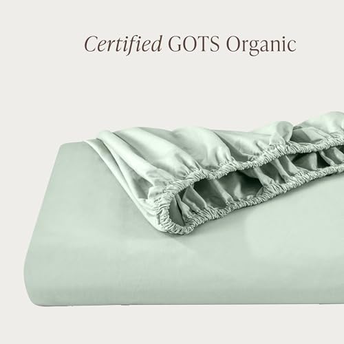 Bare Home 100% Organic Cotton Percale Fitted Sheet (Queen, Willow) - Image 2
