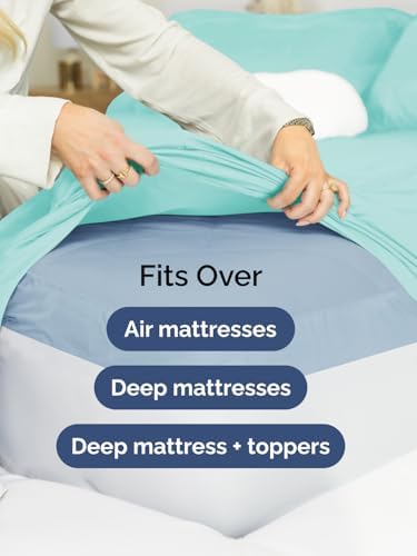 CGK Extra Deep Queen Single Fitted Sheet Only - Spa Blue - Image 6