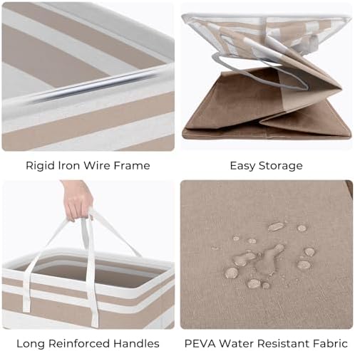 HomeHacks 2 Pack Large Laundry Baskets, Laundry Hampers Bags (Khaki 75Lx2) - Image 2