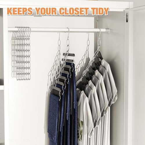 NiHome Space Saving Hangers 10-Pack, Metal Closet Organizer with Safety Cap - Image 4