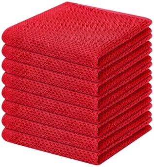 Homaxy 100% Cotton Waffle Weave Kitchen Dish Cloths 8-Pack, Red by Homaxy