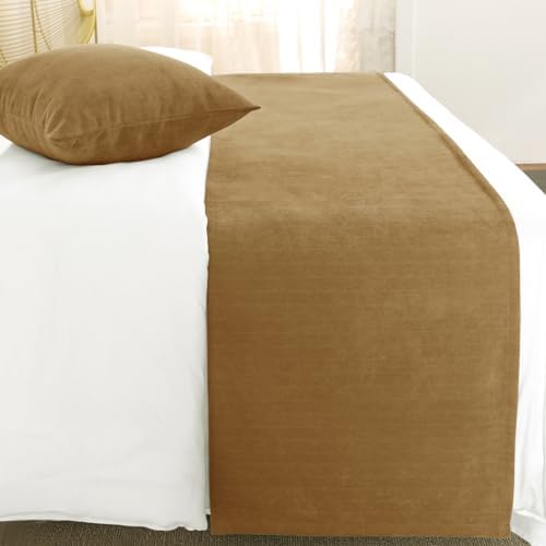 AMBERIS Bed Runner Single Layer Chenille Brown, Modern Style Bed Scarves for Home Hotel Decorations (Pillowcases Sold Separately) - Image 2