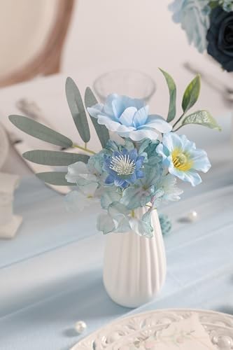 Artificial Flowers Blue Box Set for DIY Bridal Bouquets Wedding Shower Decorations Fake Floral Arrangements for Party Table Centerpieces Home Decor Indoor Outdoor - Image 6